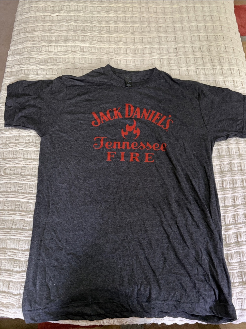 Jack Daniels Gray Tee with Red Tennessee Fire Logo